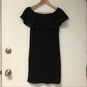 Ruffle sleeve black dress